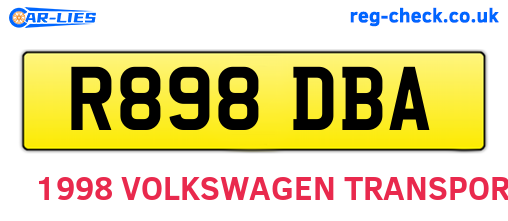 R898DBA are the vehicle registration plates.