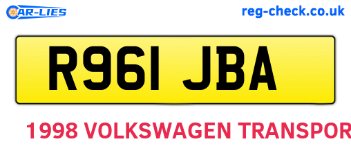 R961JBA are the vehicle registration plates.