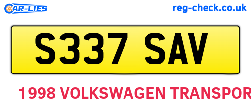 S337SAV are the vehicle registration plates.