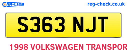 S363NJT are the vehicle registration plates.