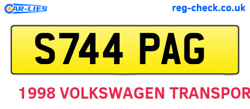 S744PAG are the vehicle registration plates.