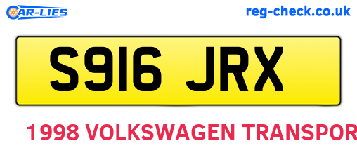 S916JRX are the vehicle registration plates.