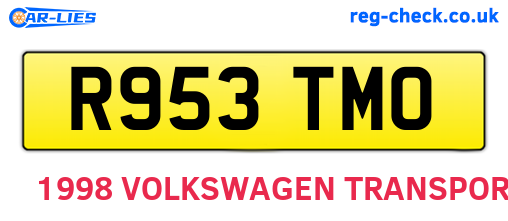 R953TMO are the vehicle registration plates.