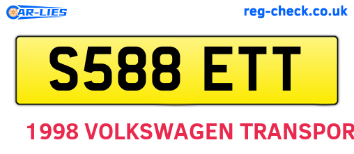 S588ETT are the vehicle registration plates.