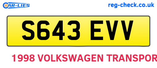 S643EVV are the vehicle registration plates.