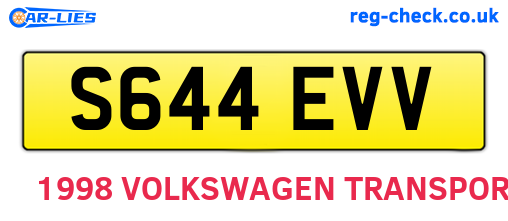 S644EVV are the vehicle registration plates.