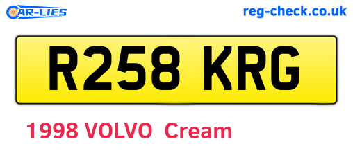 R258KRG are the vehicle registration plates.