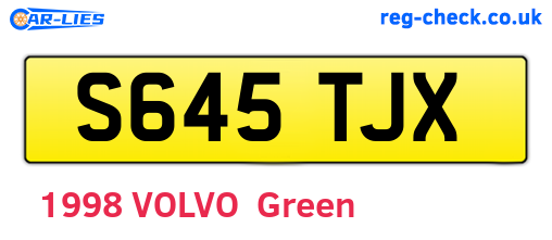 S645TJX are the vehicle registration plates.