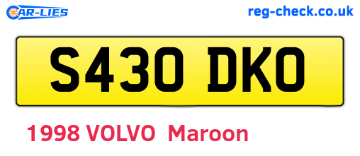 S430DKO are the vehicle registration plates.