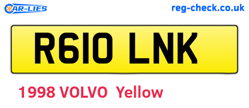 R610LNK are the vehicle registration plates.