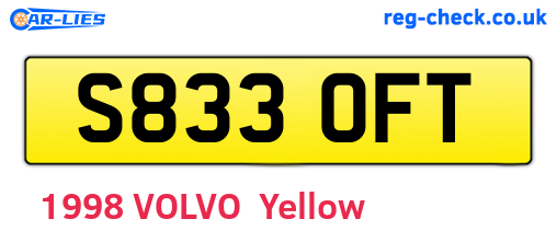 S833OFT are the vehicle registration plates.