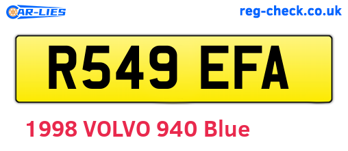 R549EFA are the vehicle registration plates.