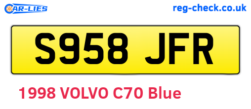 S958JFR are the vehicle registration plates.