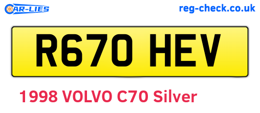 R670HEV are the vehicle registration plates.