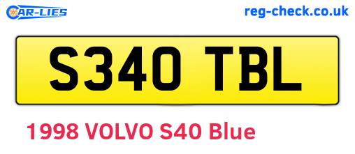 S340TBL are the vehicle registration plates.