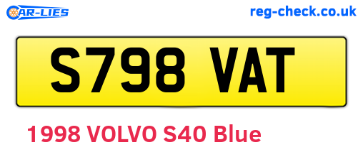 S798VAT are the vehicle registration plates.