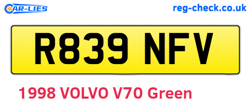 R839NFV are the vehicle registration plates.