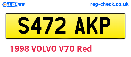 S472AKP are the vehicle registration plates.
