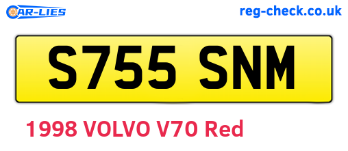 S755SNM are the vehicle registration plates.