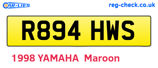 R894HWS are the vehicle registration plates.