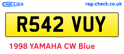 R542VUY are the vehicle registration plates.