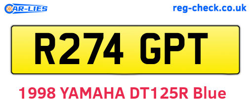 R274GPT are the vehicle registration plates.