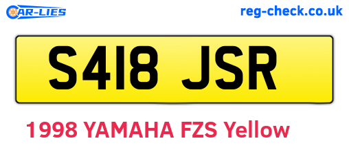S418JSR are the vehicle registration plates.