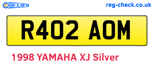 R402AOM are the vehicle registration plates.