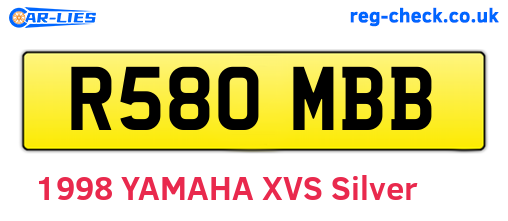 R580MBB are the vehicle registration plates.