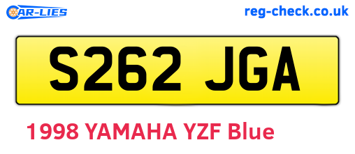 S262JGA are the vehicle registration plates.