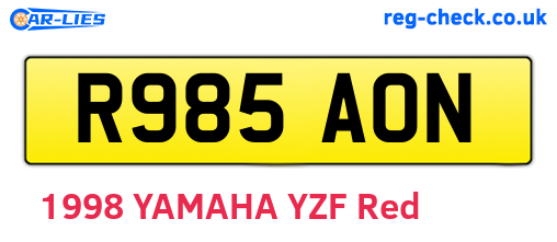 R985AON are the vehicle registration plates.