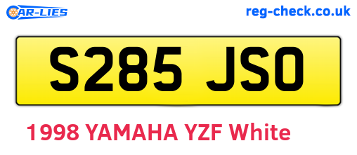 S285JSO are the vehicle registration plates.