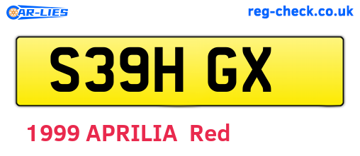 S39HGX are the vehicle registration plates.