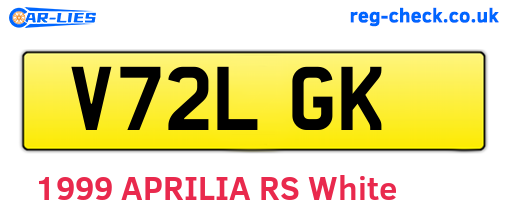 V72LGK are the vehicle registration plates.