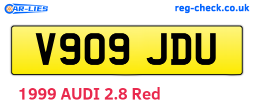 V909JDU are the vehicle registration plates.