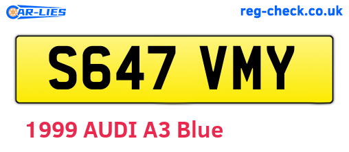S647VMY are the vehicle registration plates.