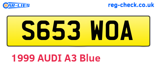 S653WOA are the vehicle registration plates.