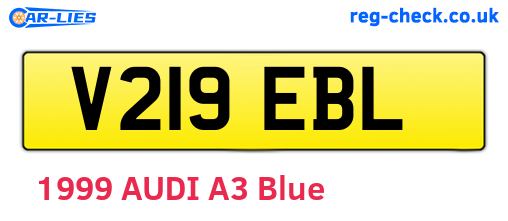 V219EBL are the vehicle registration plates.