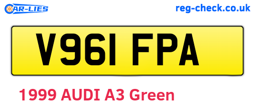 V961FPA are the vehicle registration plates.