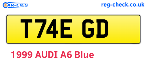 T74EGD are the vehicle registration plates.