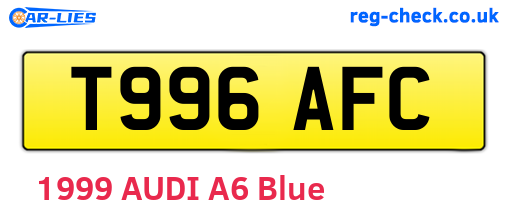 T996AFC are the vehicle registration plates.