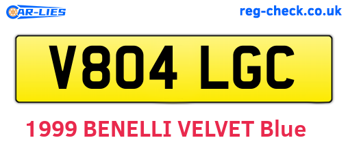 V804LGC are the vehicle registration plates.