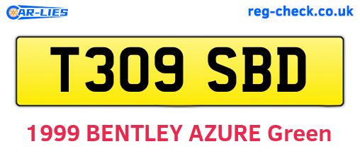 T309SBD are the vehicle registration plates.