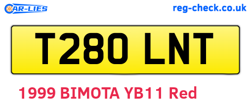 T280LNT are the vehicle registration plates.