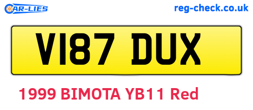 V187DUX are the vehicle registration plates.