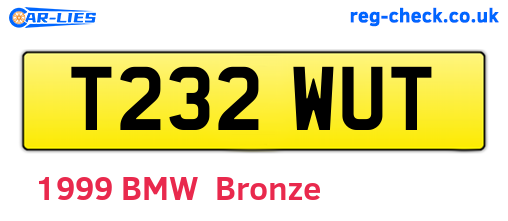 T232WUT are the vehicle registration plates.