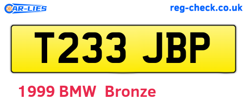 T233JBP are the vehicle registration plates.