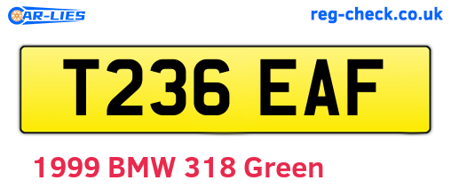 T236EAF are the vehicle registration plates.