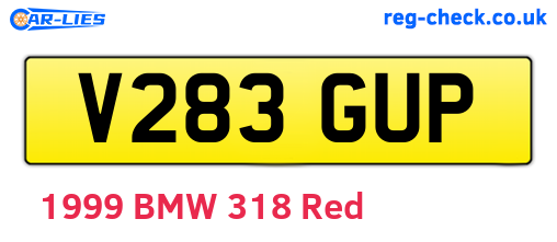 V283GUP are the vehicle registration plates.