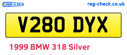 V280DYX are the vehicle registration plates.